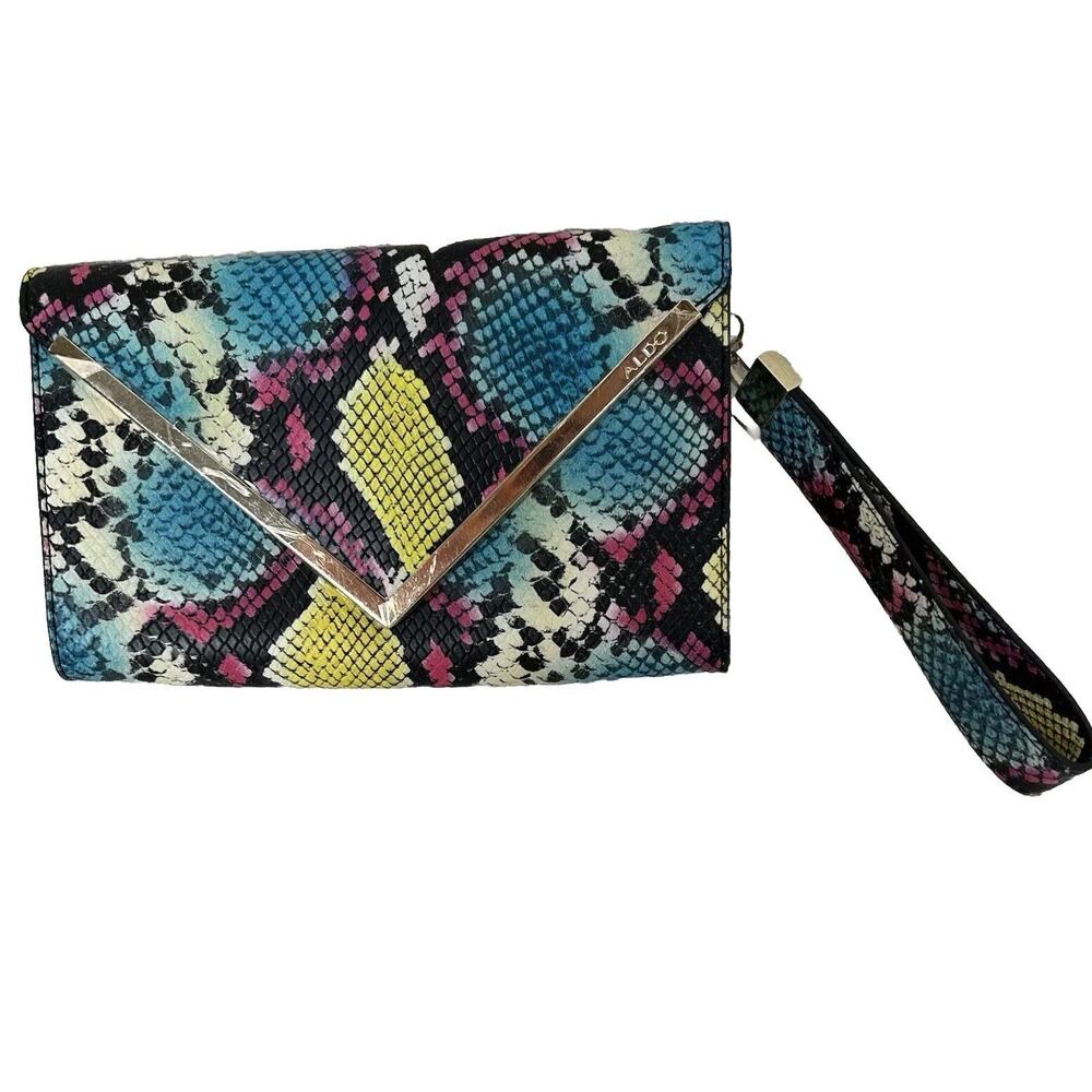 Aldo Wristlet Multicolor PUC Y2K Retro Style 90’s Faux Snakeskin Street style